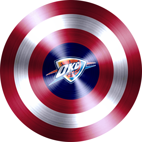 Captain American Shield With Oklahoma City Thunder Logo vinyl decal